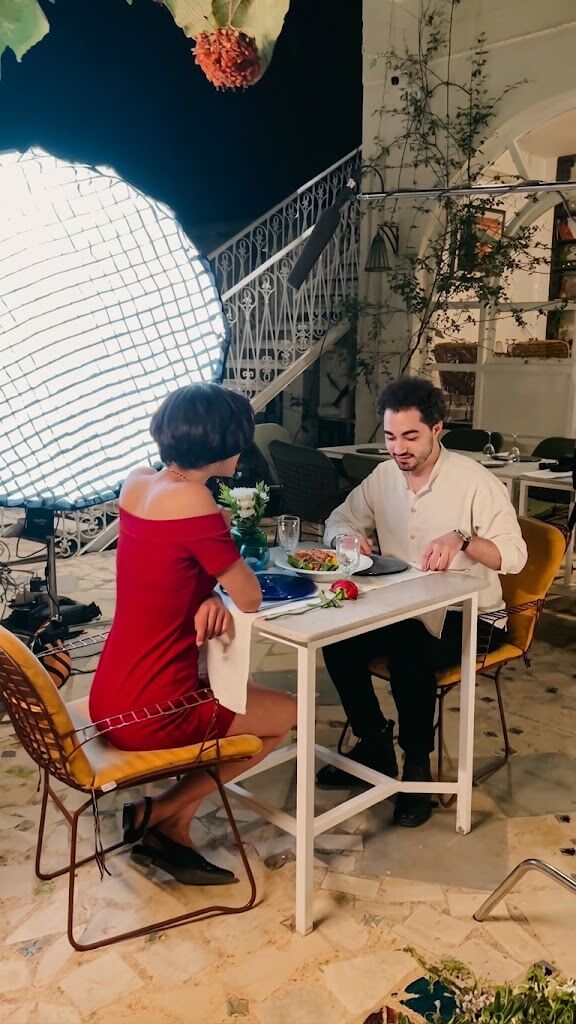 Samsung video 2: Baha Lajmi presenting in a colorful science laboratory